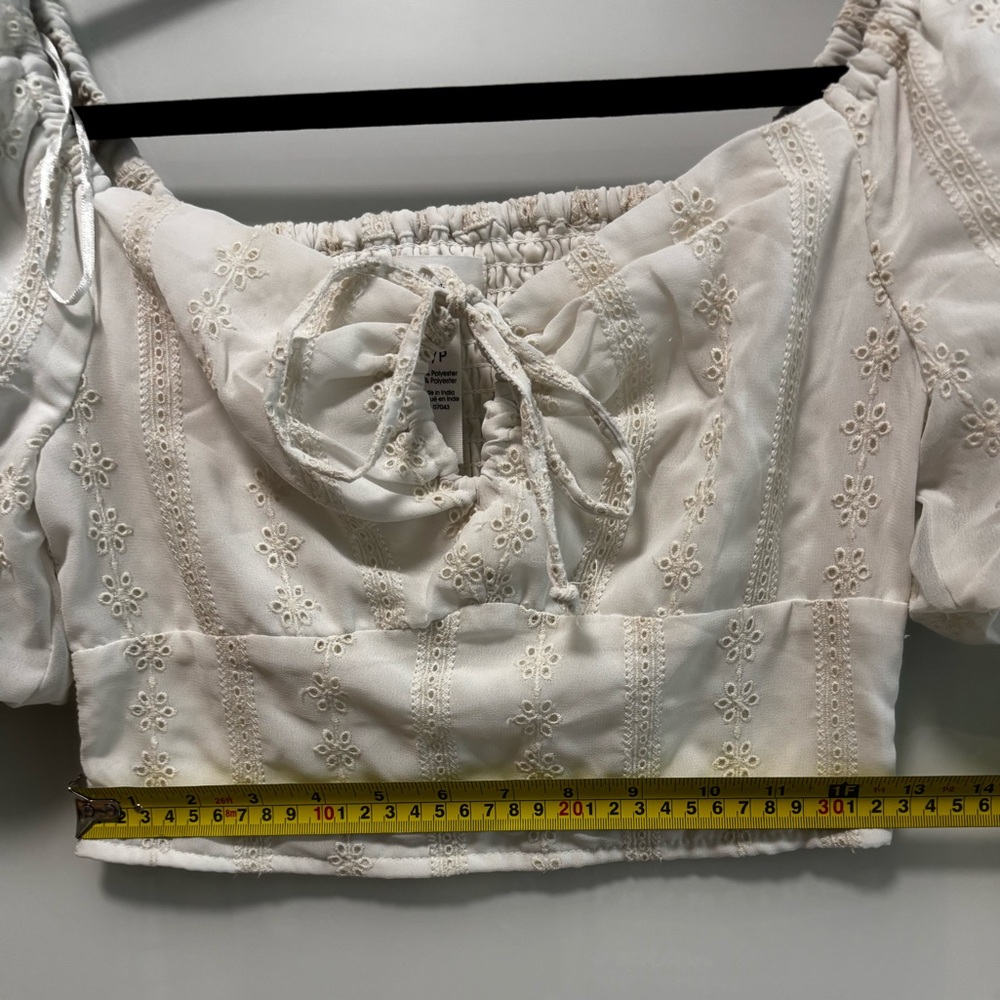 JAPNA White puffed sleeves crop top Size S - Picture 4 of 7